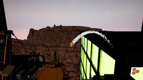 Huevo trazando un salto frente a un edificio con ventanas iluminadas de verde